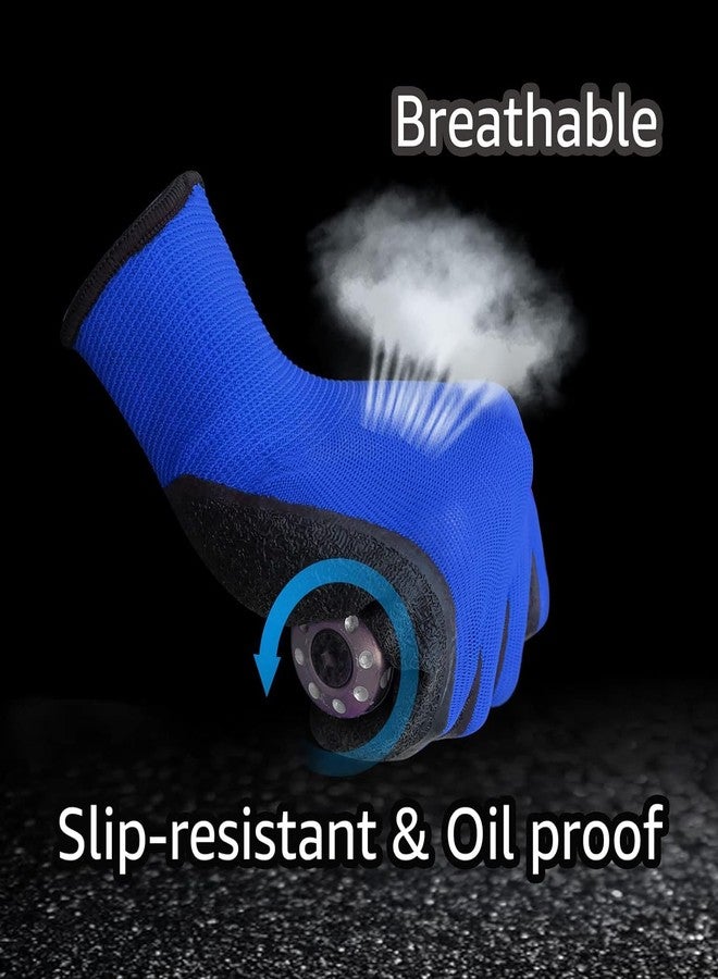 SSWW Multipurpose Heavy-Duty Reusable Washable Coated Work Safety Hand Gloves For Gardening Industrial Agricultural Cleaning For Men & Women Crinkle Coating Glove Hand Protection Safety Industrial Gloves Hand Gloves For Mechanical Risk Coated Work Gloves For Industrial Safety Anti-Cut Protection Hand Safety Gloves - Ideal For, Construction, Material Handling Industrial Safety Nylon Anti Cut - Resistant Hand Gloves (Color- Blue, Black) |Pack Of 1 Pair| - Image 5